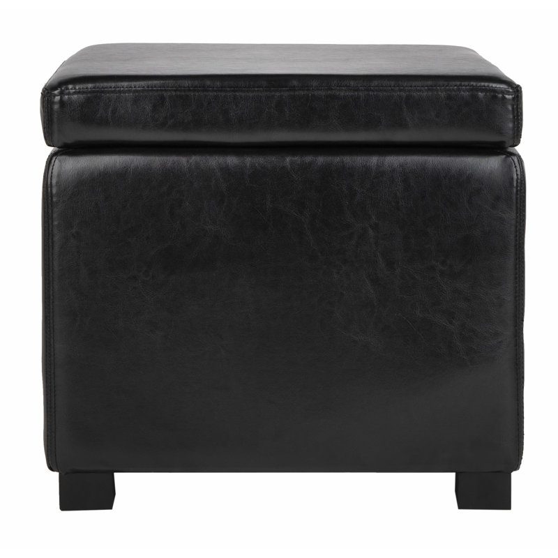 Jonathan Black Faux Leather Flip Top Storage Ottoman
