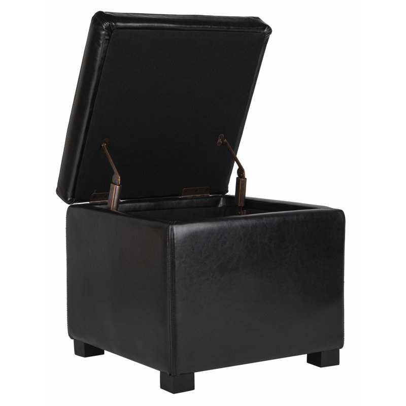 Jonathan Black Faux Leather Flip Top Storage Ottoman