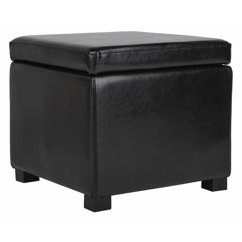 Jonathan Black Faux Leather Flip Top Storage Ottoman