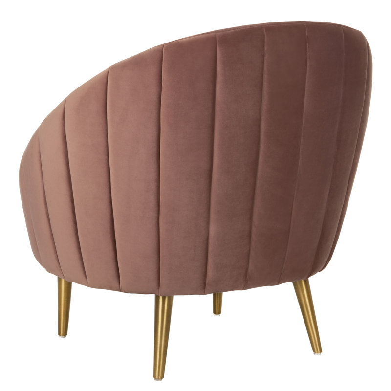 Dusty Rose Velvet Barrel Armchair with Gold Legs