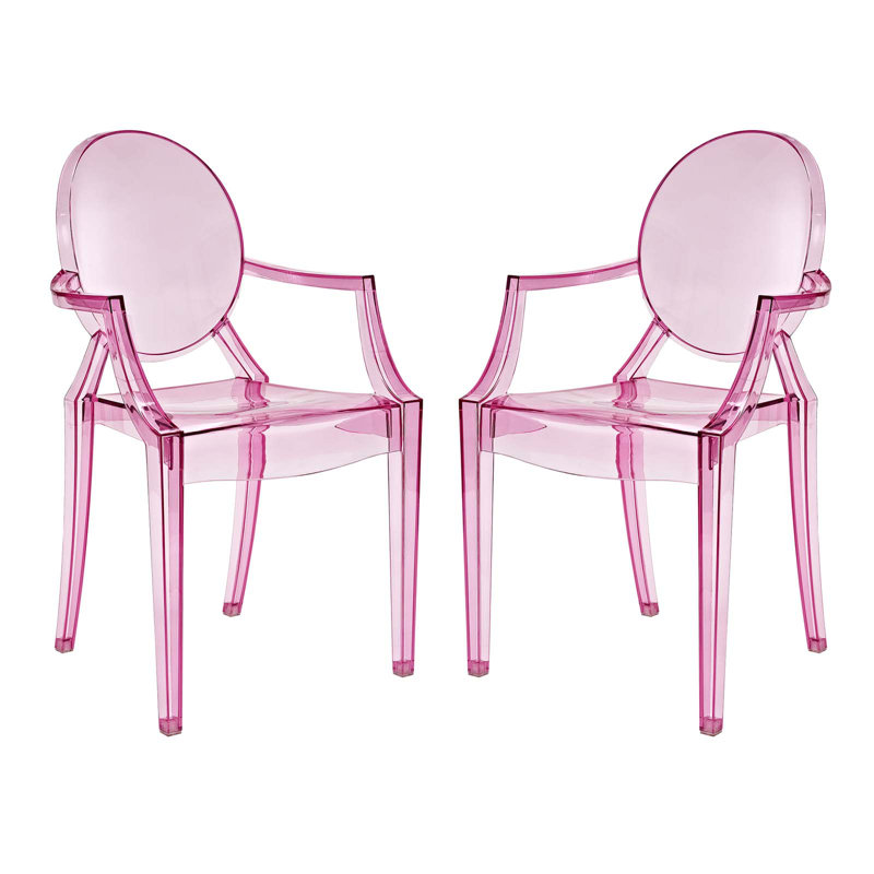 Ethereal Casper 21" Pink Polycarbonate Arm Chair