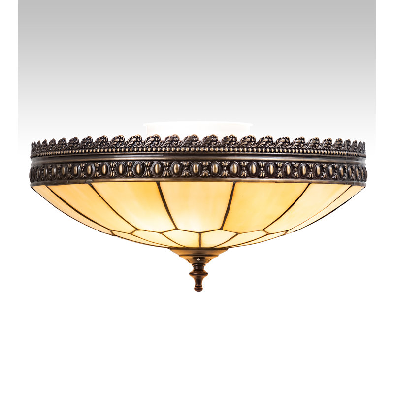 Bronze and Glass 15" Honeycomb Flush Mount Light