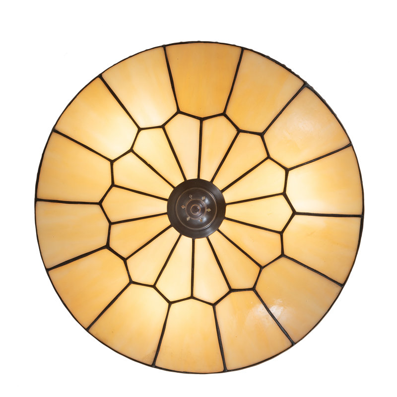 Bronze and Glass 15" Honeycomb Flush Mount Light