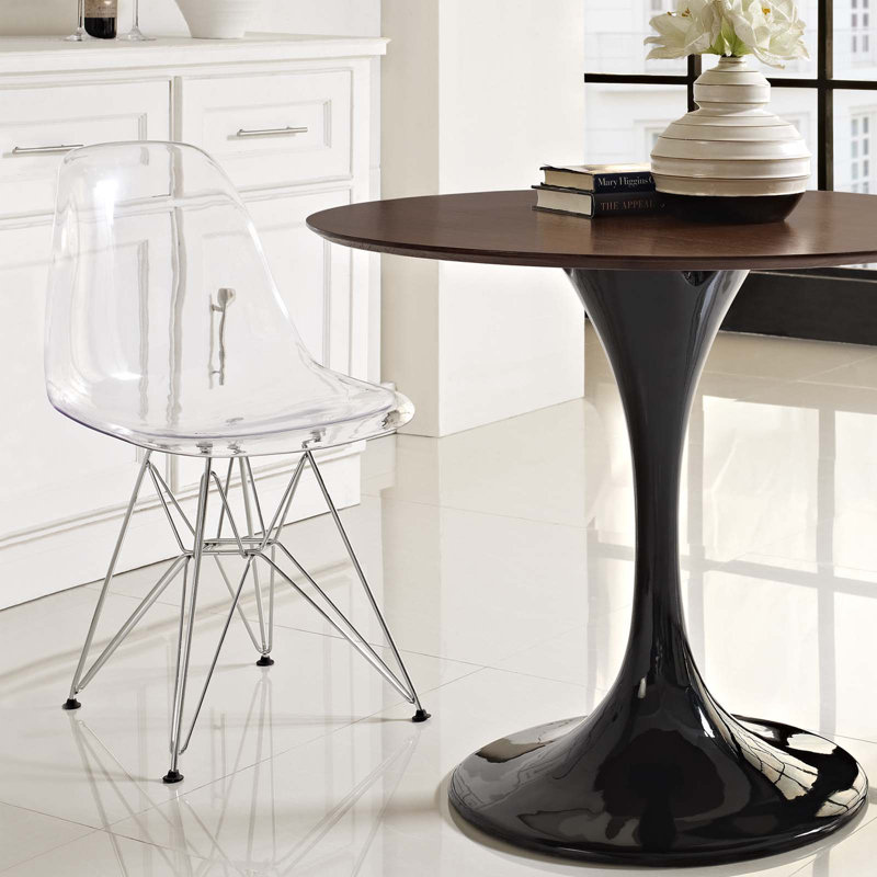 Clear Parisian Molded Plastic 19"x32" Side Chair