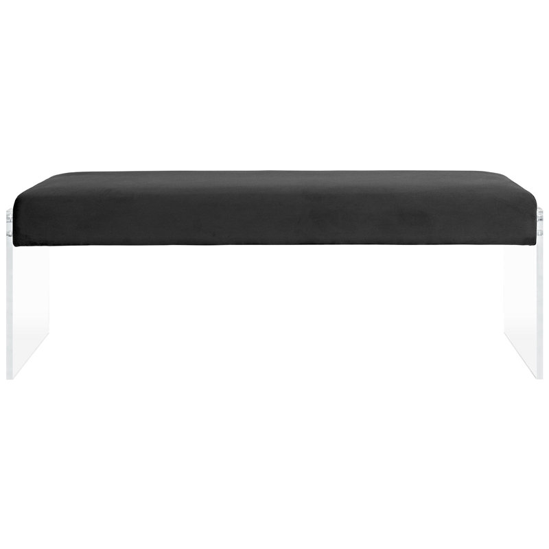 Black Velvet Upholstered Bench with Acrylic Base