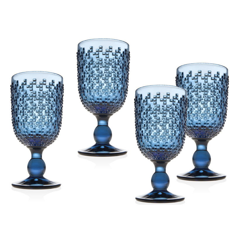 Alba 9oz Blue Crystal Goblet Set of 4
