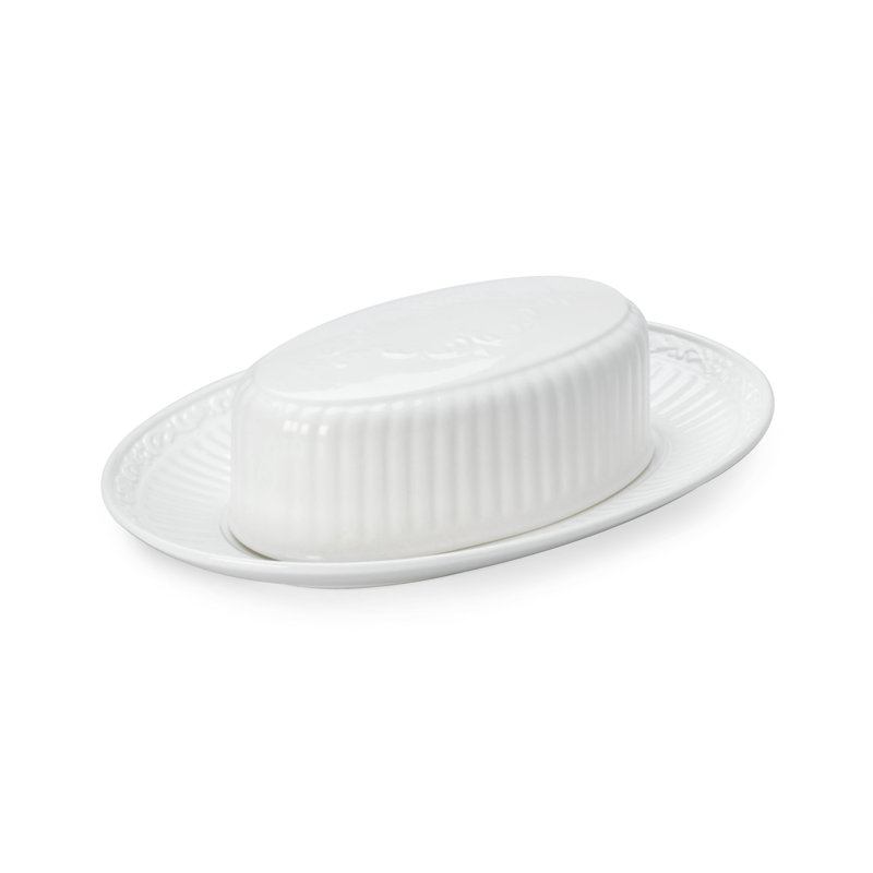 White Ceramic Rectangular Covered Butter Dish