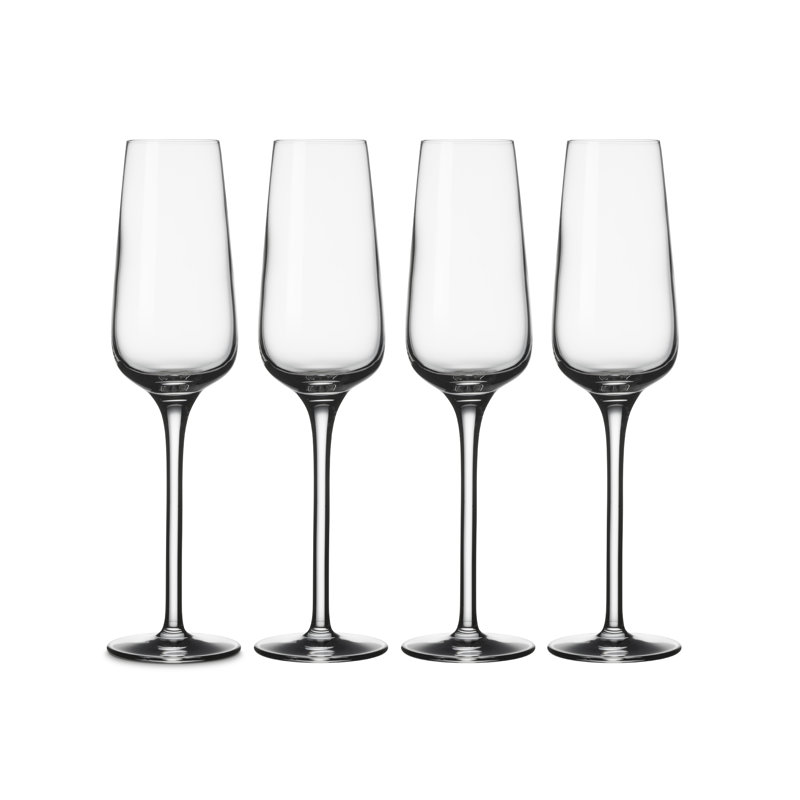 Clear Lead-Free Crystal Champagne Flutes, Set of 4