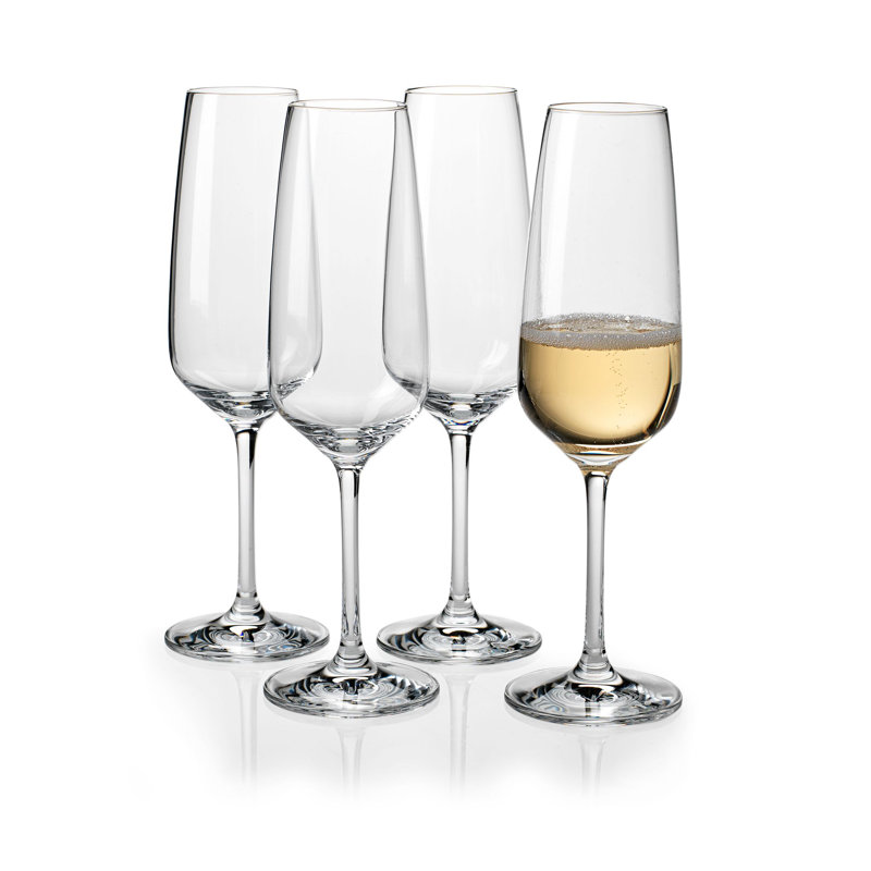 Clear Lead-Free Crystal Champagne Flutes, Set of 4