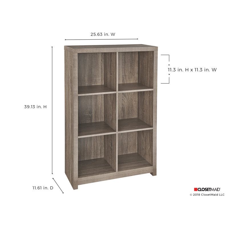 Contemporary Weathered Teak 6-Cube Storage Organizer with Doors