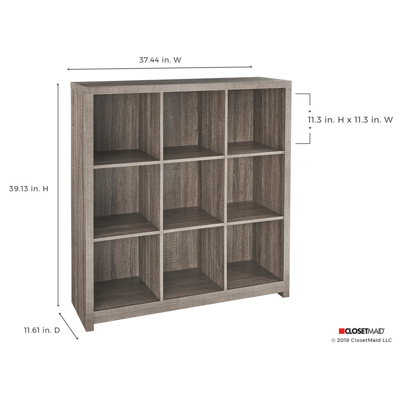 Elegant Weathered Teak 3-Tier Cube Bookcase with Doors