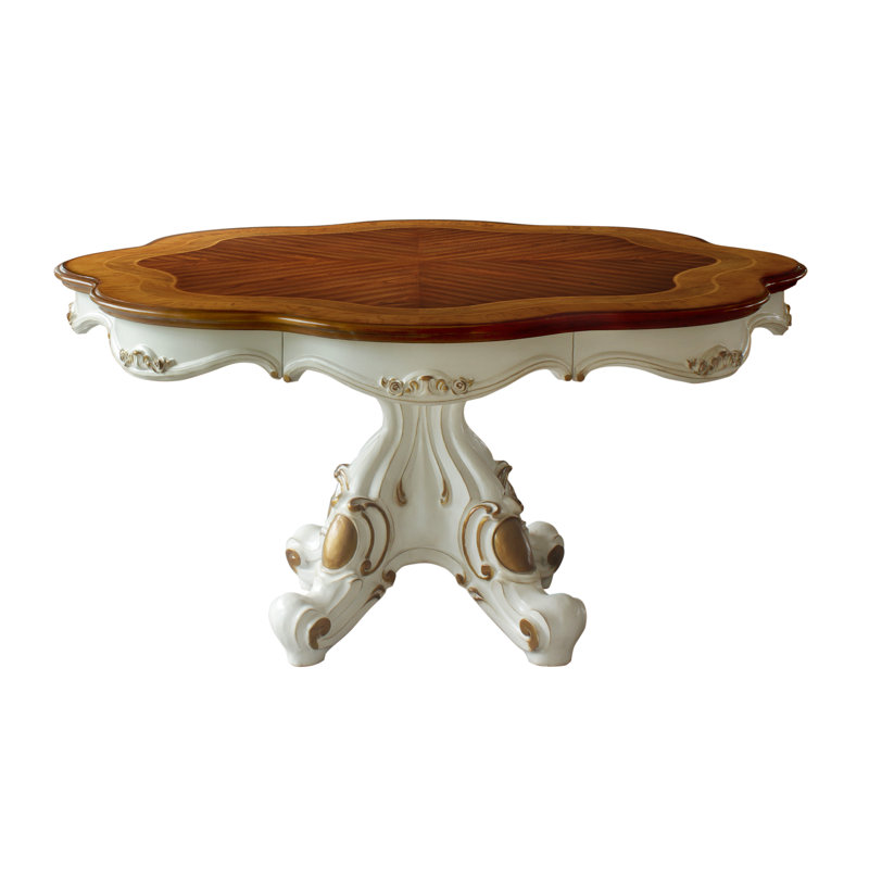Elegant Pearl and Cherry Oak 62" Round Wooden Dining Table