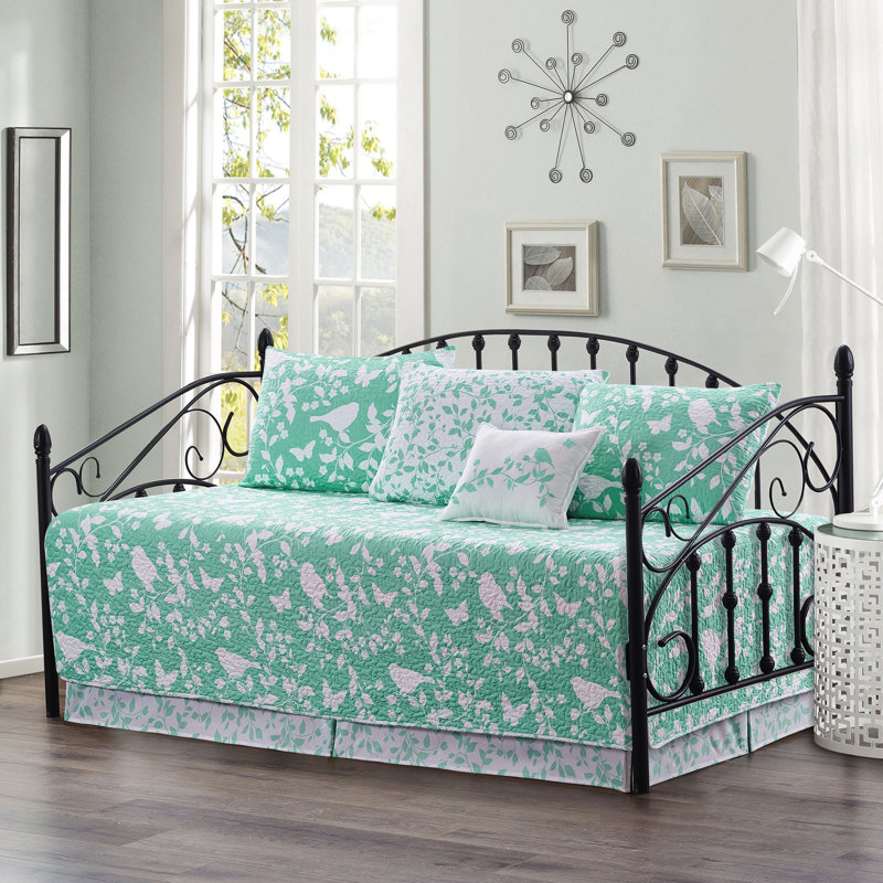 Birdsong Teal Reversible Quilted Daybed Cover Set