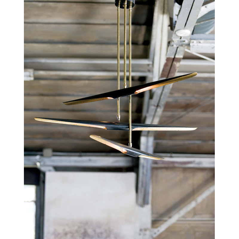 Concorde 38" Blackened Steel 6-Light Modern Industrial Chandelier
