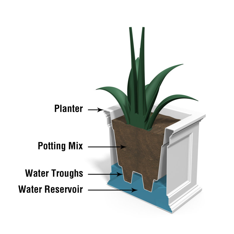 Fairfield Espresso 20"x36" Self-Watering Polyethylene Outdoor Planter
