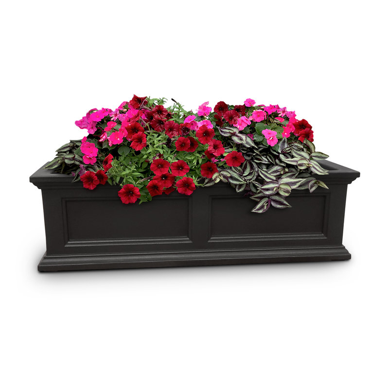 Fairfield 36" Black Polyethylene Self-Watering Window Box Planter