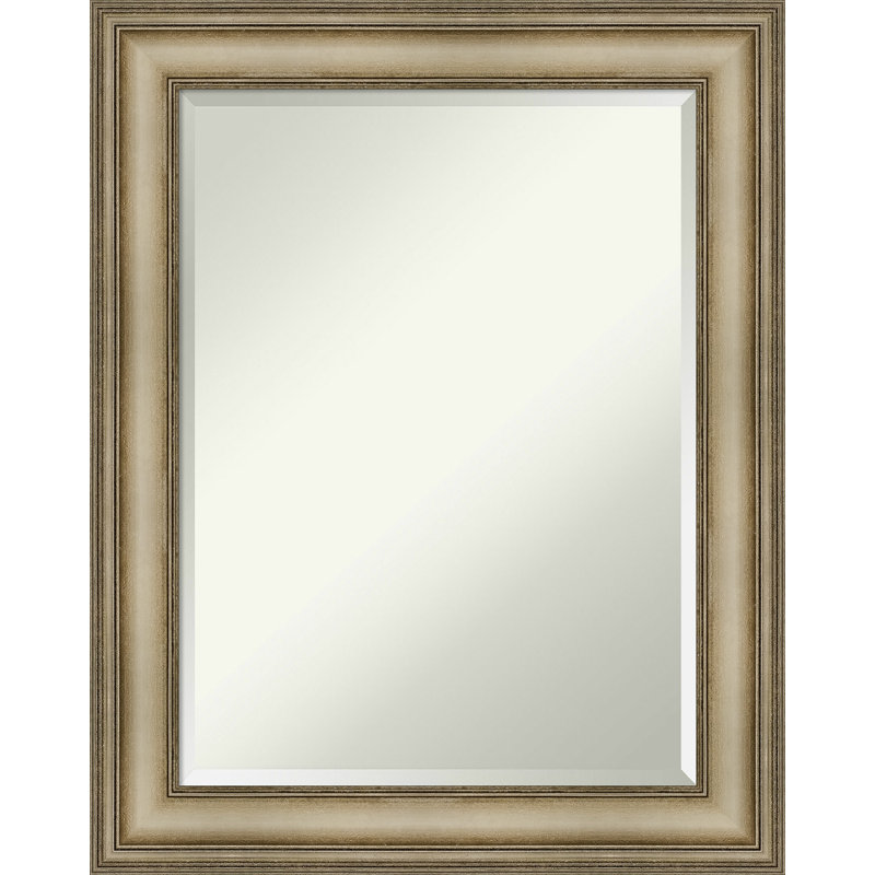 Mezzanine Antique Silver 29" x 23" Beveled Wood Bathroom Vanity Mirror
