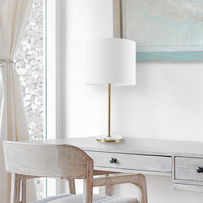 Versailles Matte Brass 19" Table Lamp with White Linen Shade
