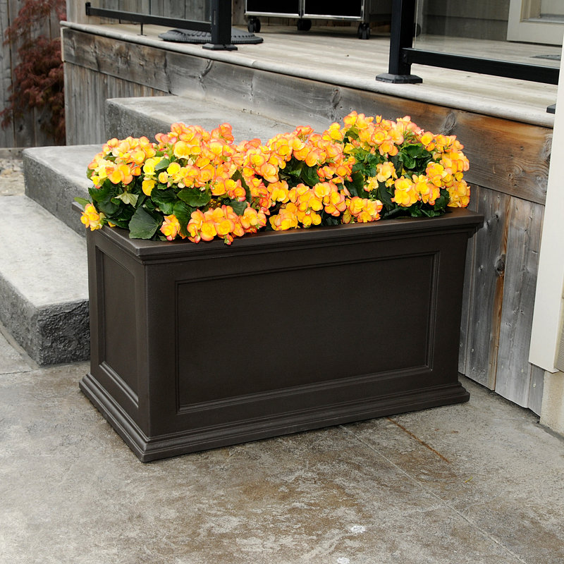 Fairfield Espresso 20"x36" Self-Watering Polyethylene Outdoor Planter