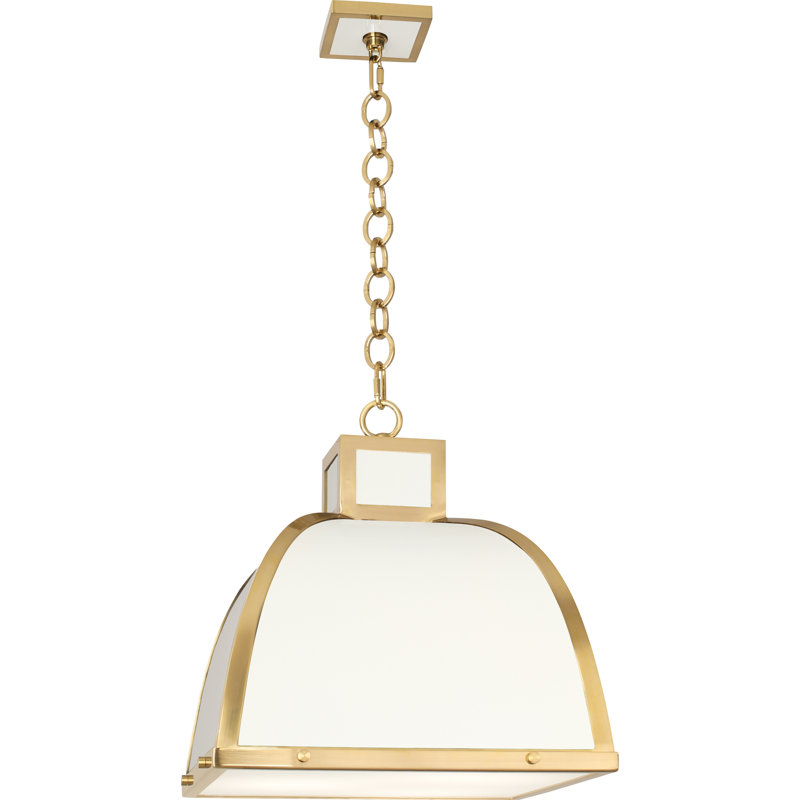 Glossy White and Brass 18" Geometric Chandelier