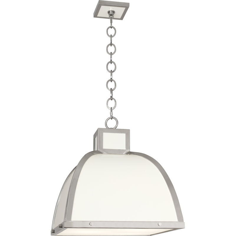 Ranger 18" Glossy White and Polished Nickel 3-Light Geometric Chandelier