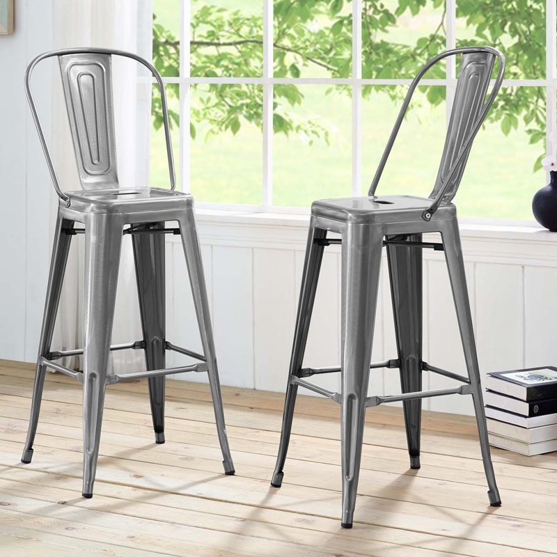 Promenade 30" Gunmetal Industrial Modern Metal Bar Stool