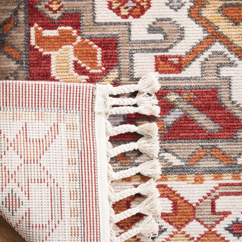 Bohemian Braided Tassel 8' x 10' Red Medallion Area Rug