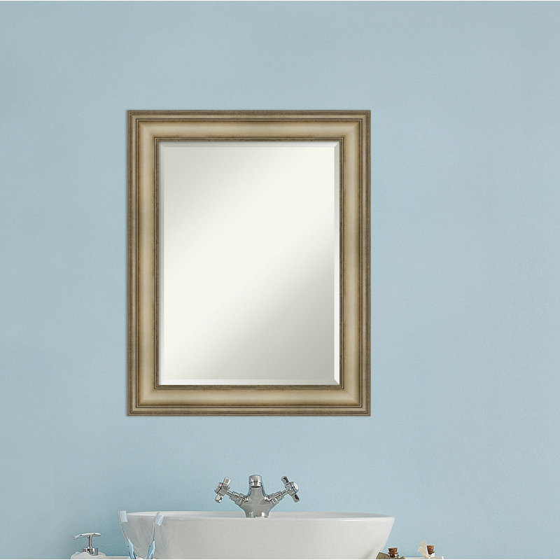 Mezzanine Antique Silver 29" x 23" Beveled Wood Bathroom Vanity Mirror