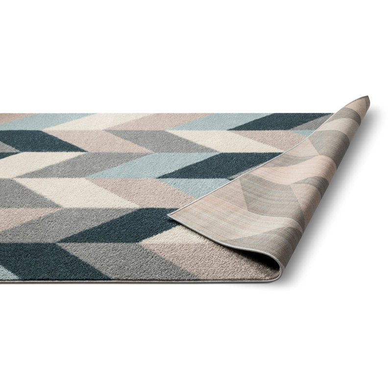 Mystic Porter Geometric Blue Synthetic 3'11" x 5'3" Area Rug