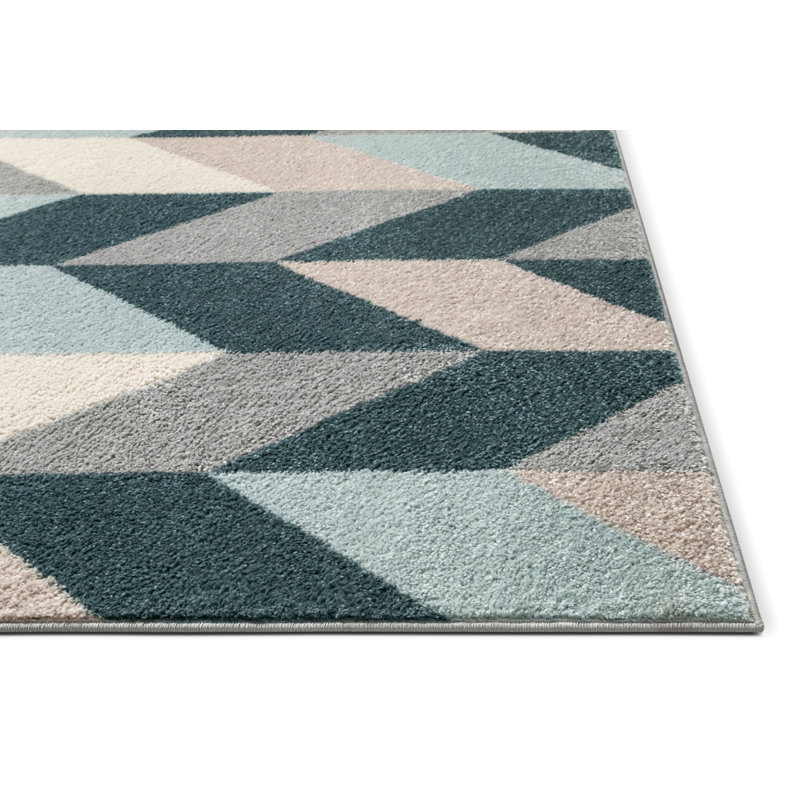 Mystic Porter Geometric Blue Synthetic 3'11" x 5'3" Area Rug