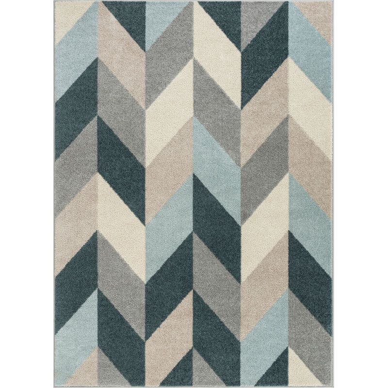 Mystic Porter Geometric Blue Synthetic 3'11" x 5'3" Area Rug