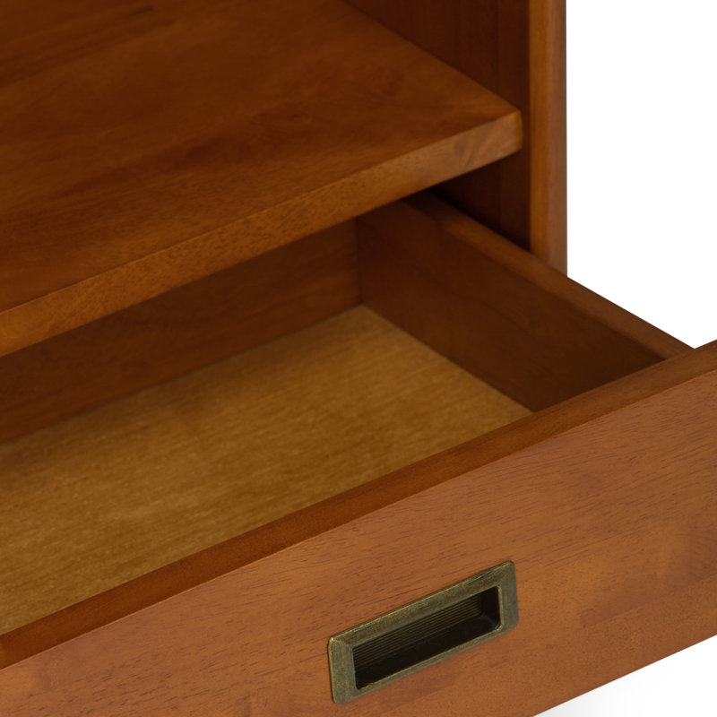 Teak Brown 64" Wood Bookcase with Cubes and Drawers
