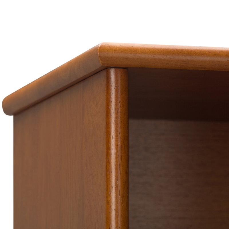 Teak Brown 64" Wood Bookcase with Cubes and Drawers