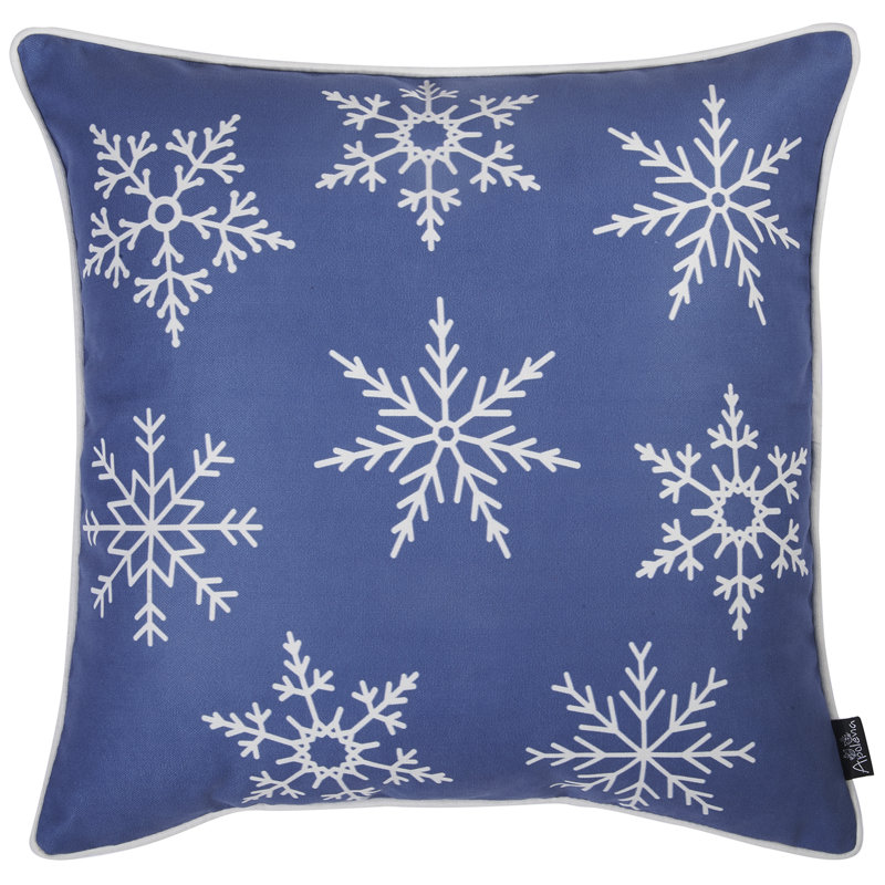 Blue and White Christmas Polyester Pillow Covers Set of 4