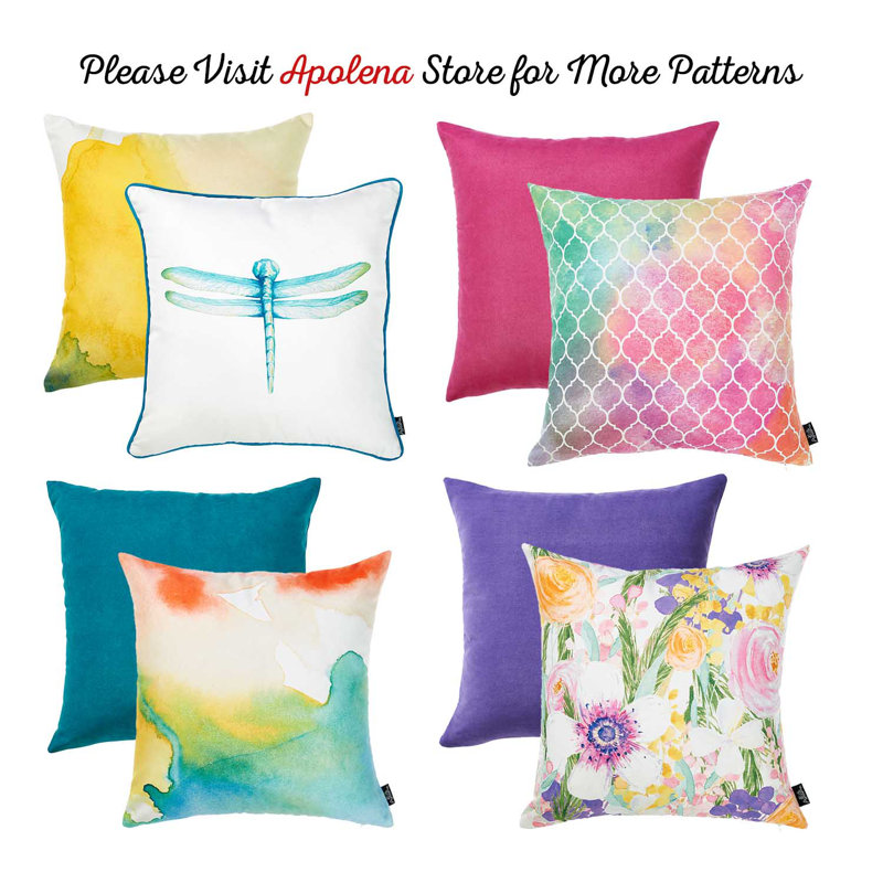 Aqua Blue Watercolor Dragonfly 18" Square Pillow Cover