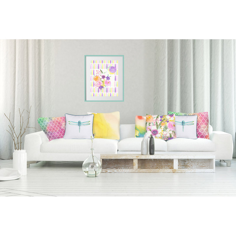 Aqua Blue Watercolor Dragonfly 18" Square Pillow Cover