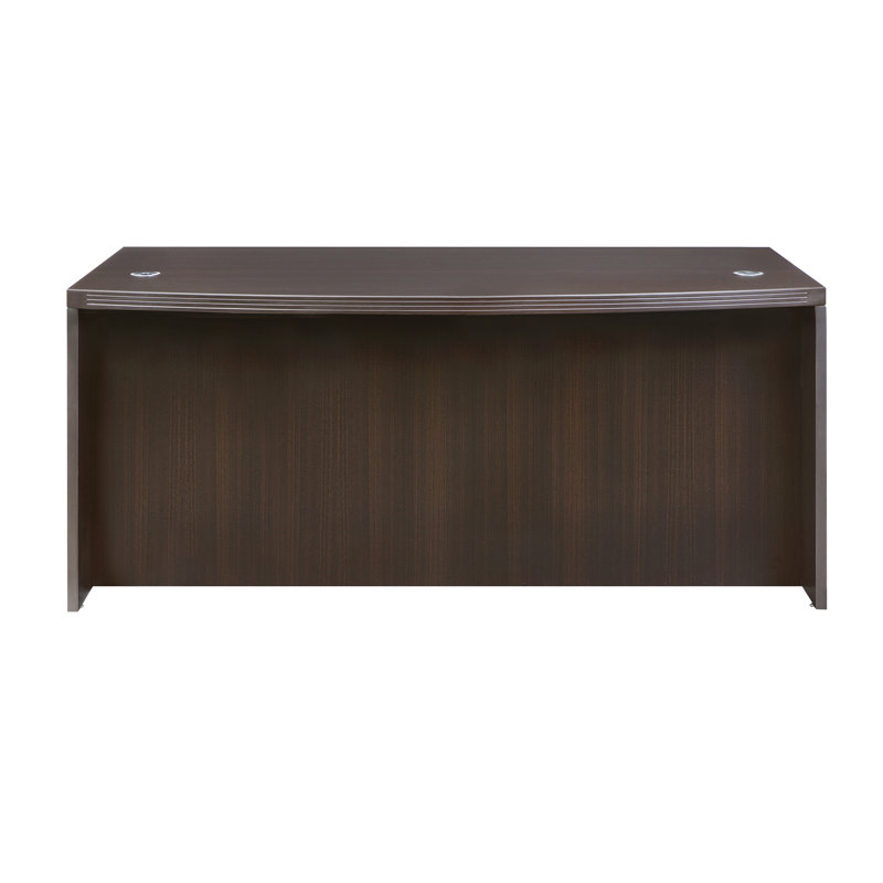 Mocha Wood Executive Desk with Drawer and Nickel Accents