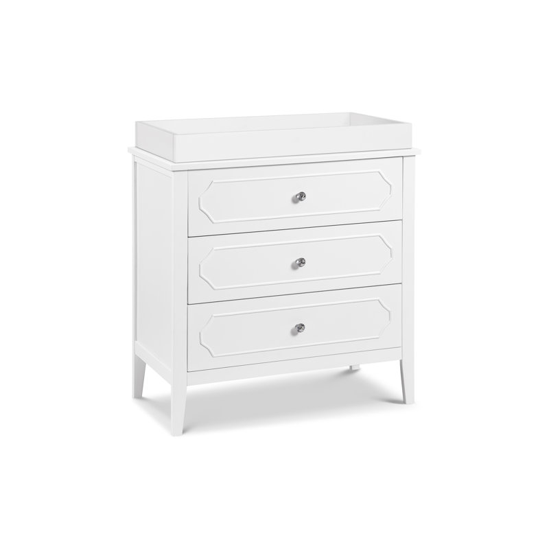 Chloe Regency White Crystal-Knobbed Nursery Dresser