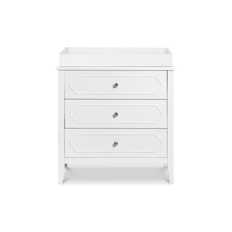 Chloe Regency White Crystal-Knobbed Nursery Dresser