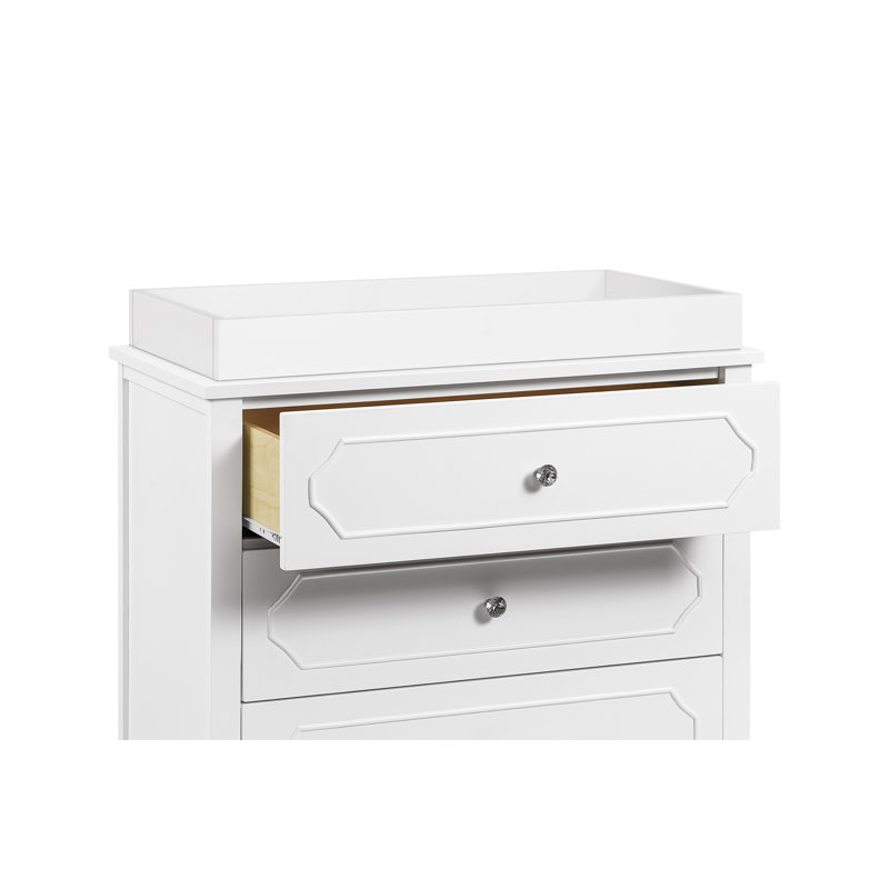 Chloe Regency White Crystal-Knobbed Nursery Dresser