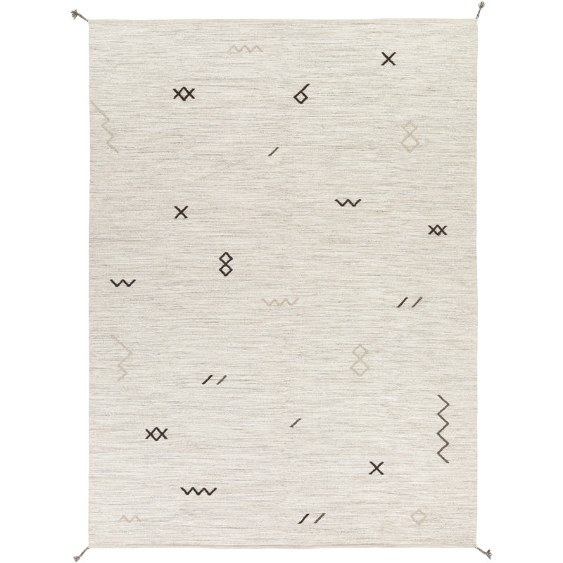 Handwoven Geometric Flatweave Wool Rug in Gray 2'x3'