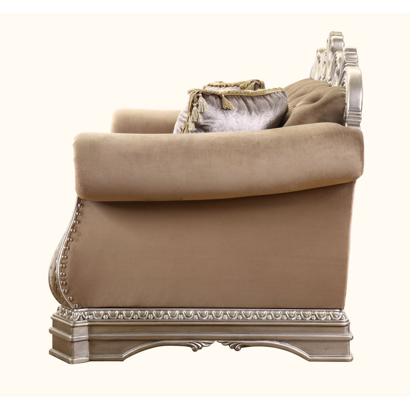 Elfrieda 80'' Brown Velvet Rolled Arm Loveseat