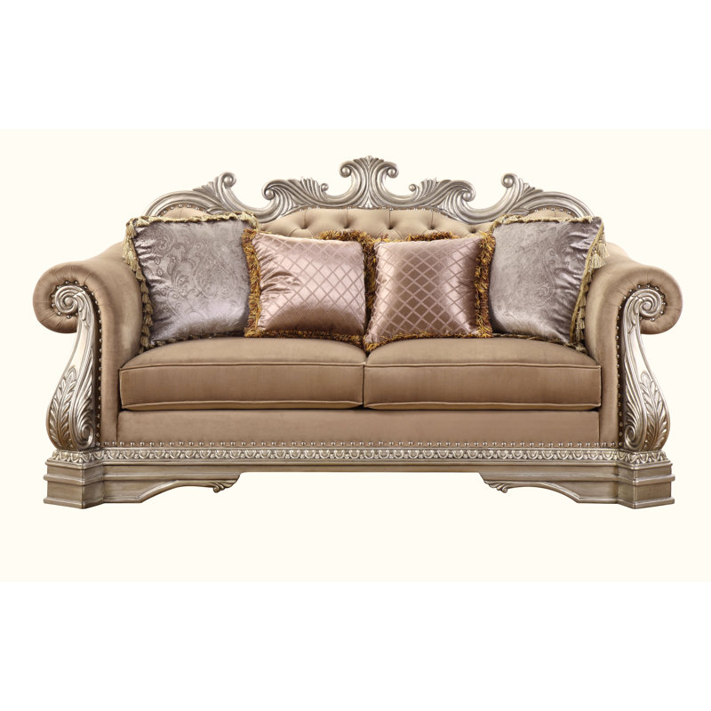 Elfrieda 80'' Brown Velvet Rolled Arm Loveseat