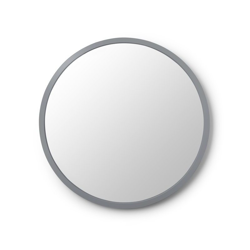 26'' Modern Black Round Wall Mirror with Rubber Frame