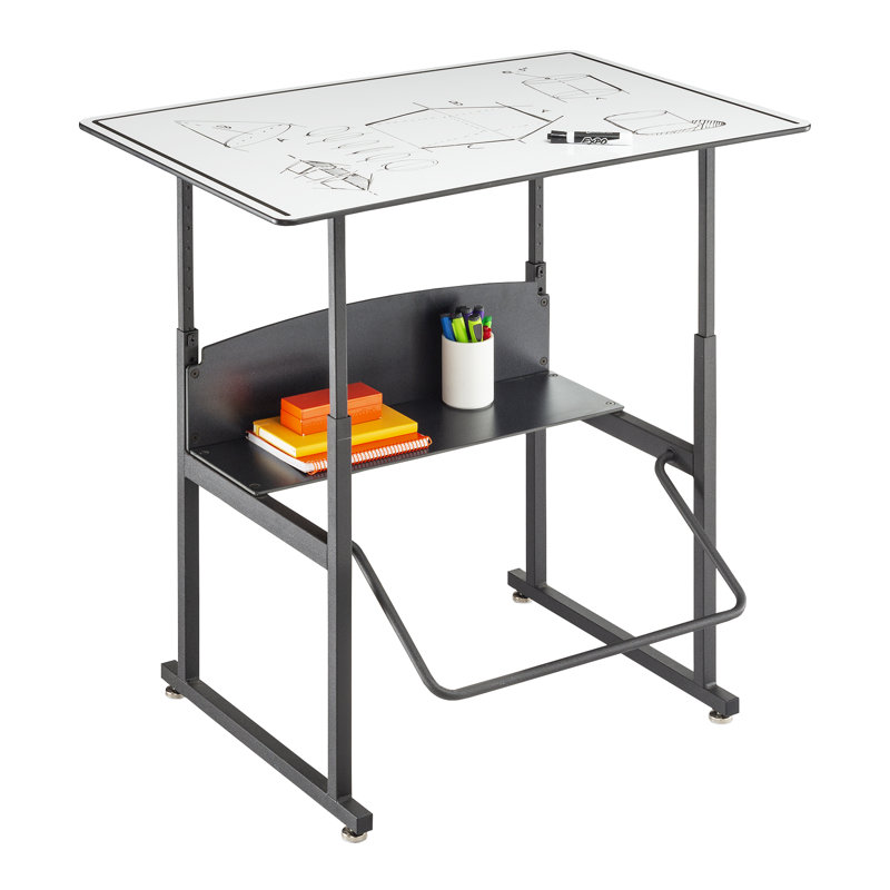 ErgoActive 36" Black Steel Adjustable Height Desk with Dry Erase Top