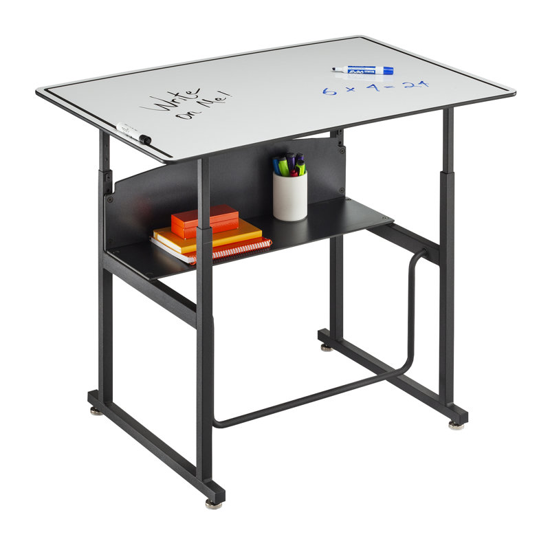 ErgoActive 36" Black Steel Adjustable Height Desk with Dry Erase Top