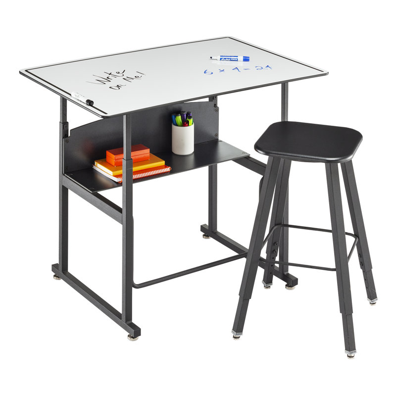 ErgoActive 36" Black Steel Adjustable Height Desk with Dry Erase Top