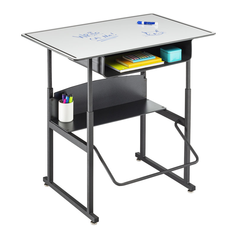 Adjustable Black Steel Standing Desk with Dry Erase Top