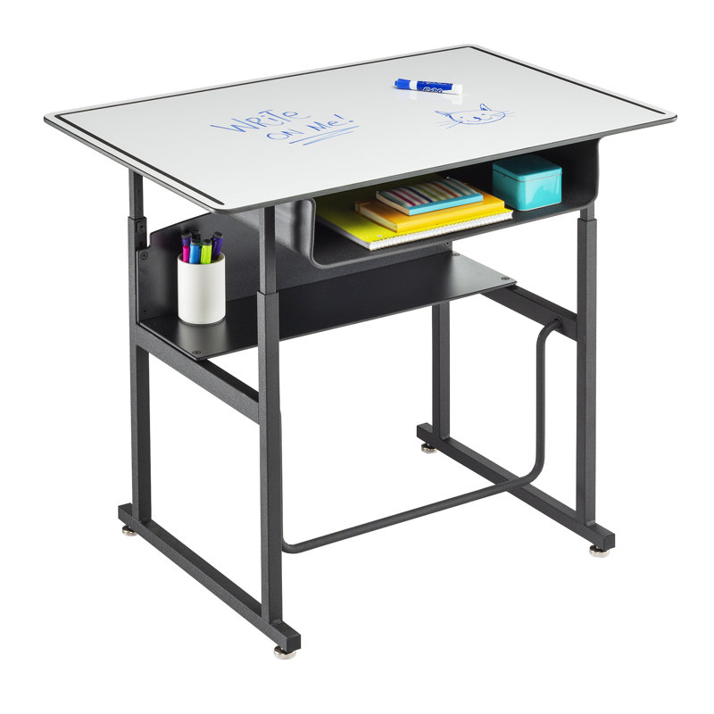 Adjustable Black Steel Standing Desk with Dry Erase Top