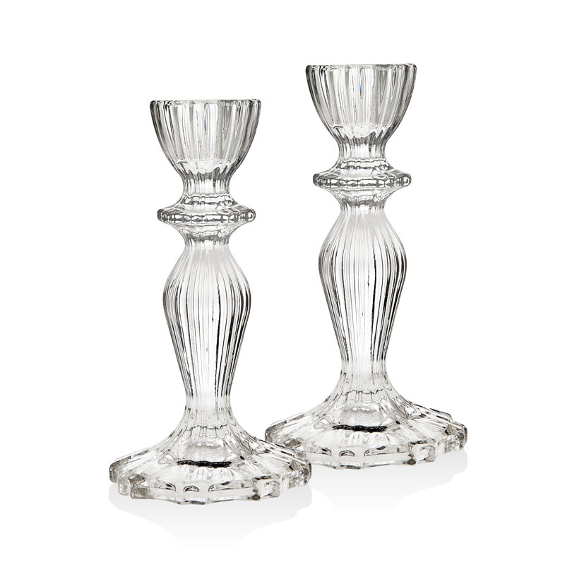 Atlantic 6" Clear Crystal Candlestick Pair